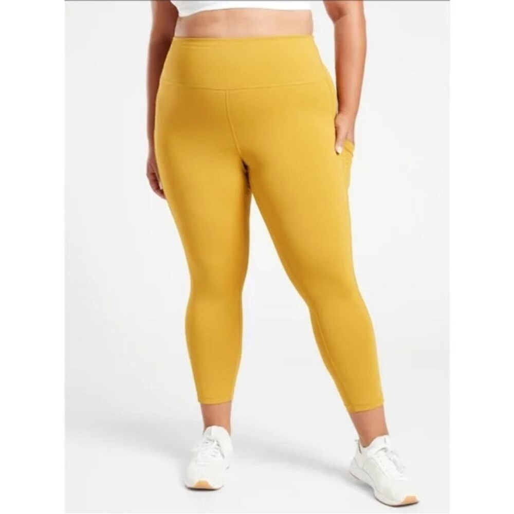 Athleta Ultimate Stash Pocket 7/8 Tight in Oxidized Yellow (Mustard)